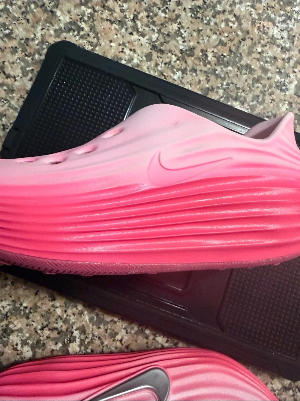 Nike Kids Pink Gradient Foam Clog with Silver Swoosh